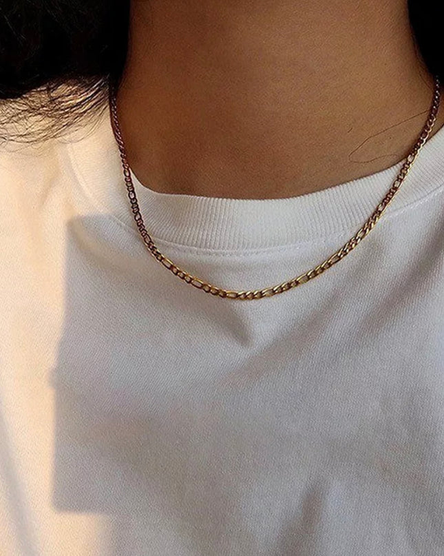 Cadena Figaro de 18 pulgadas (45 cm) de acero inoxidable con relleno de oro de 18 quilates 