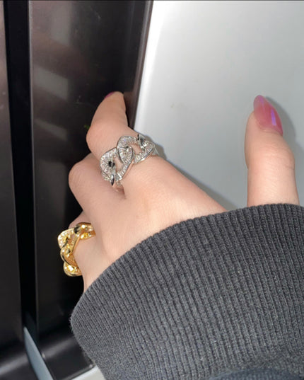 925 Chunky ring - anillo abierto / 18kGoldfilled / ajustable resistente al desgaste - ajustable 