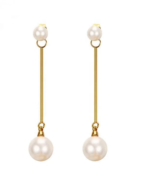 Aretes Perla Perla rellena de oro de 18k/ Acero inoxidable/ Perla doble grande/ Stud/ Baño de oro 