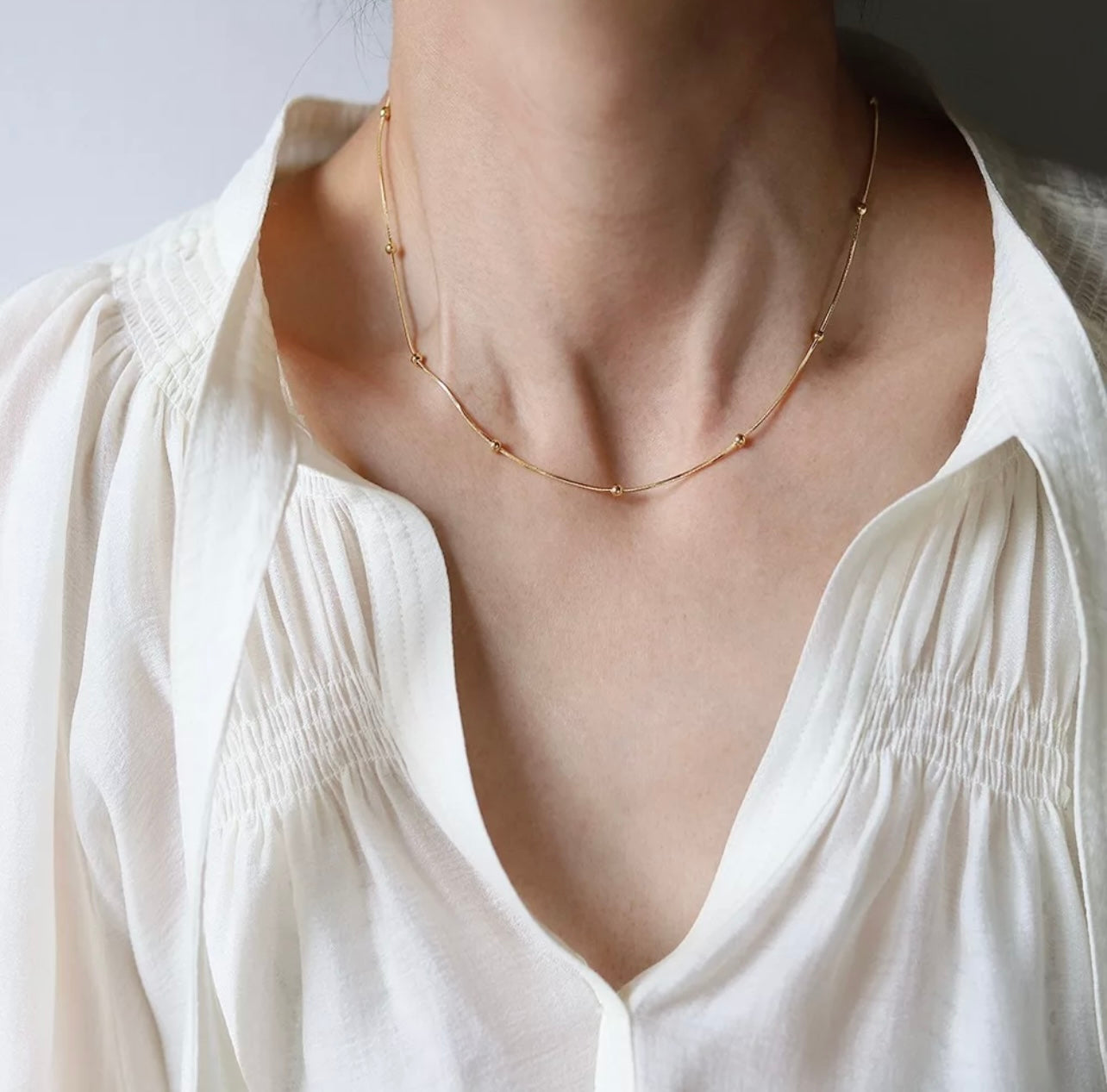 Satellite chain 18k Gold Filled , Stainless Steel 3mm width and 18 inches (45cm) / Gold necklace