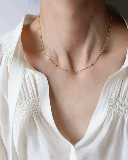 Cadena satélite 18k Gold Filled, acero inoxidable de 3 mm de ancho y 18 pulgadas (45 cm) / collar de oro 