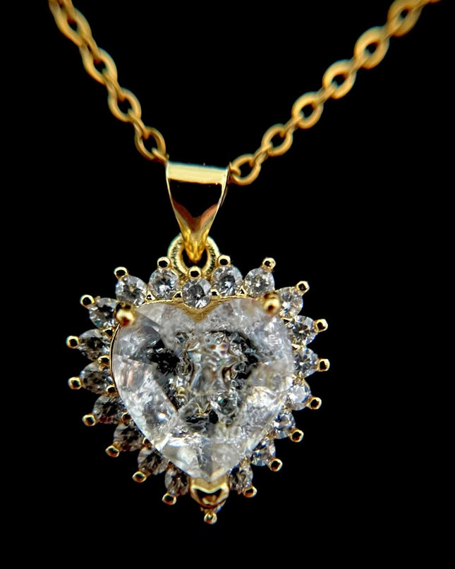 Collar de corazón relleno de oro de 14 quilates | Encanto y cadena 