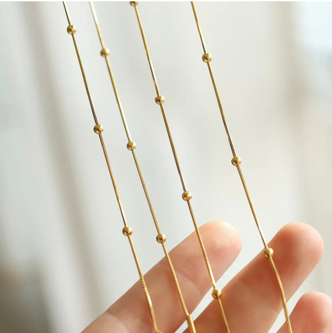 Satellite chain 18k Gold Filled , Stainless Steel 3mm width and 18 inches (45cm) / Gold necklace