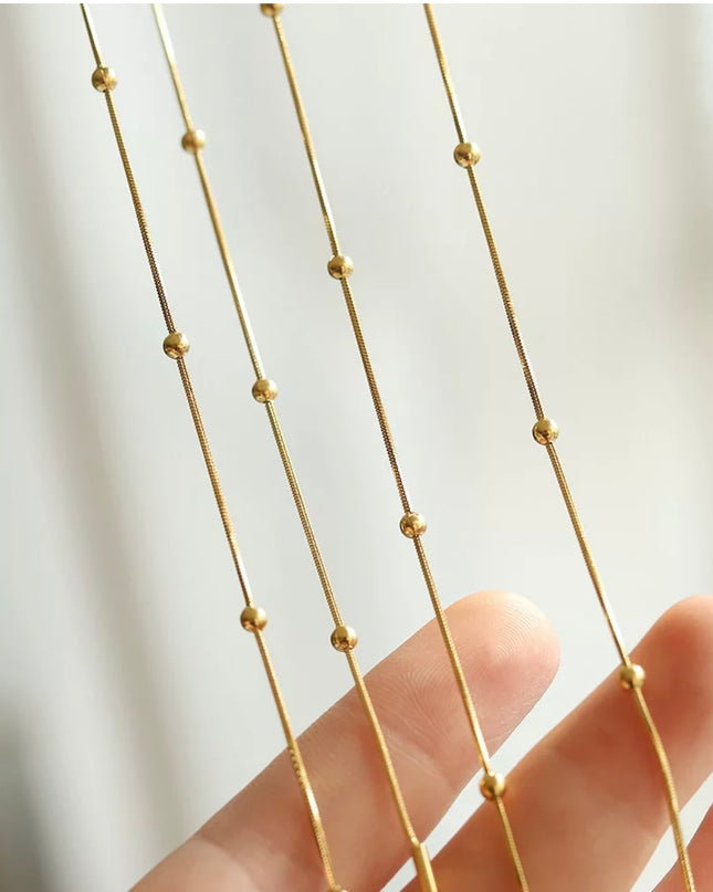 Cadena satélite 18k Gold Filled, acero inoxidable de 3 mm de ancho y 18 pulgadas (45 cm) / collar de oro 