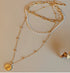 Vintage Necklace Pearl Titanium Steel 18k Gold Filled/ Triple Chain- non tarnish