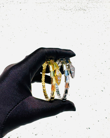 Víbora Love Serpenti con pulsera de diamantes ajustable, acero inoxidable, relleno de oro de 18 quilates, no se deslustra, ajustable 