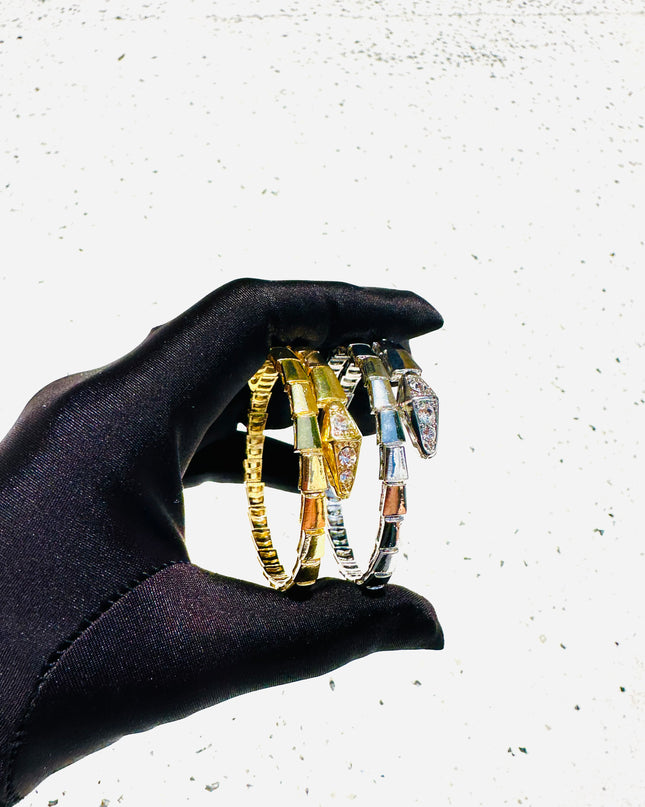 Víbora Love Serpenti con pulsera de diamantes ajustable, acero inoxidable, relleno de oro de 18 quilates, no se deslustra, ajustable 