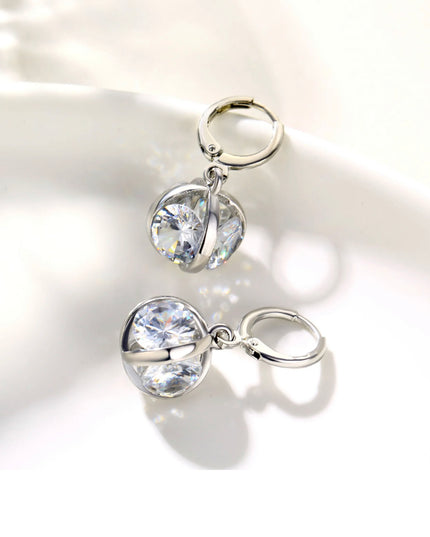 Conjunto de joyería de círculo grande de plata con circonita cúbica 