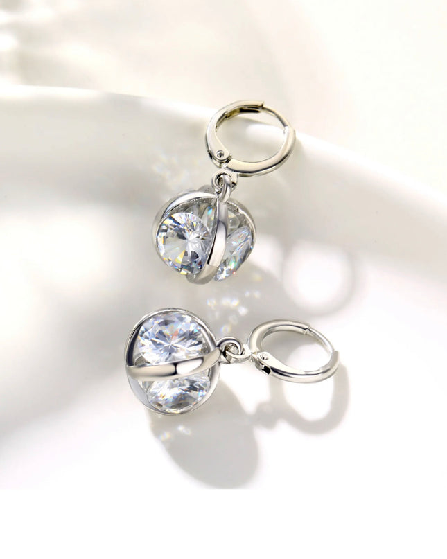 Conjunto de joyería de círculo grande de plata con circonita cúbica 