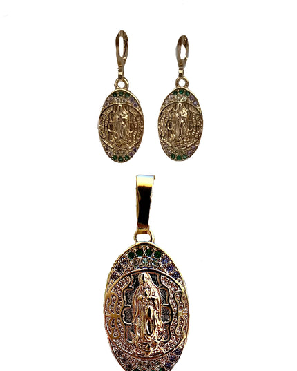 Conjunto pendientes y collar Virgen 