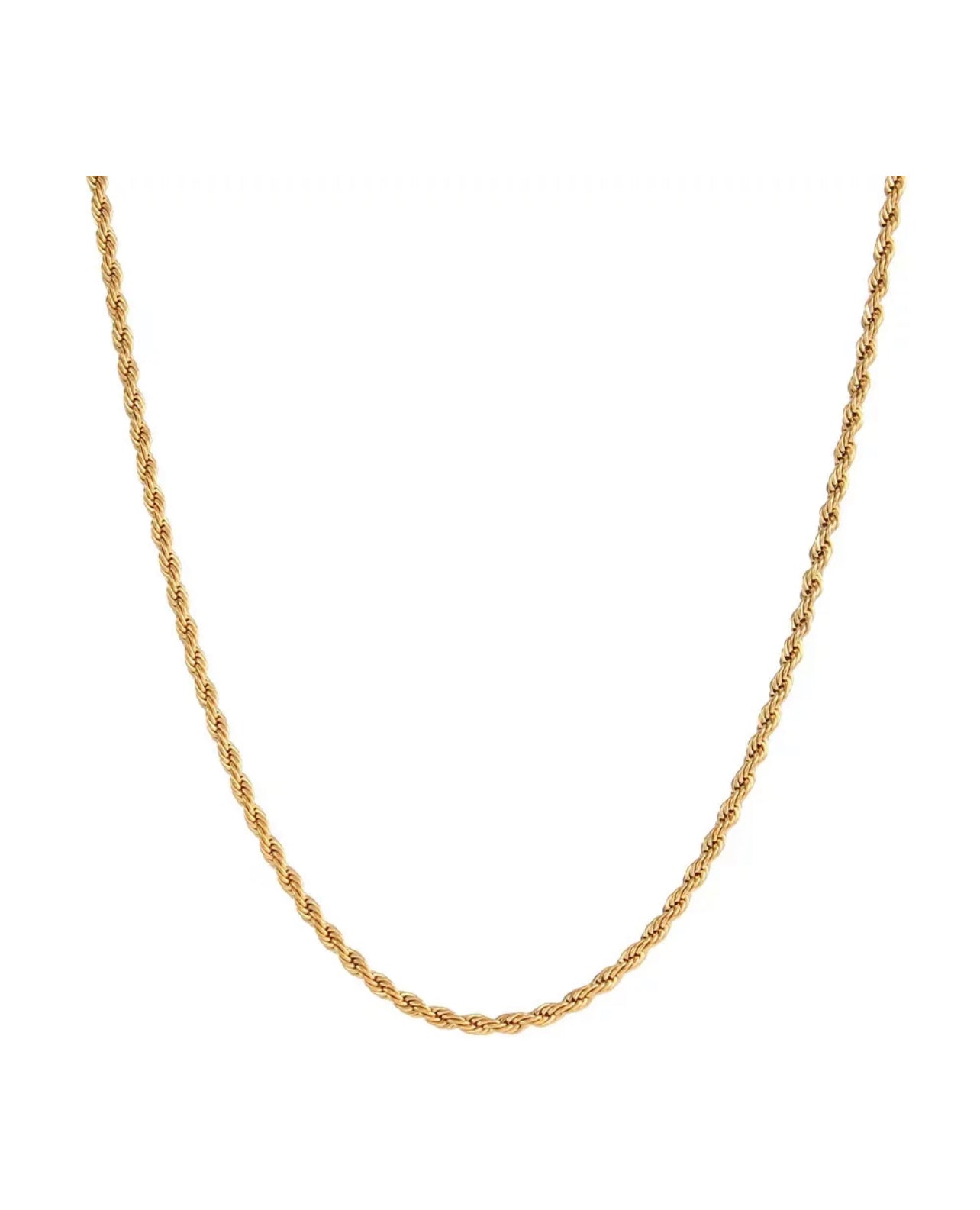 Rope Chain 24k Gold Filled Waterproof - 3mm - 18 inches & 20 inches - non-tarnish