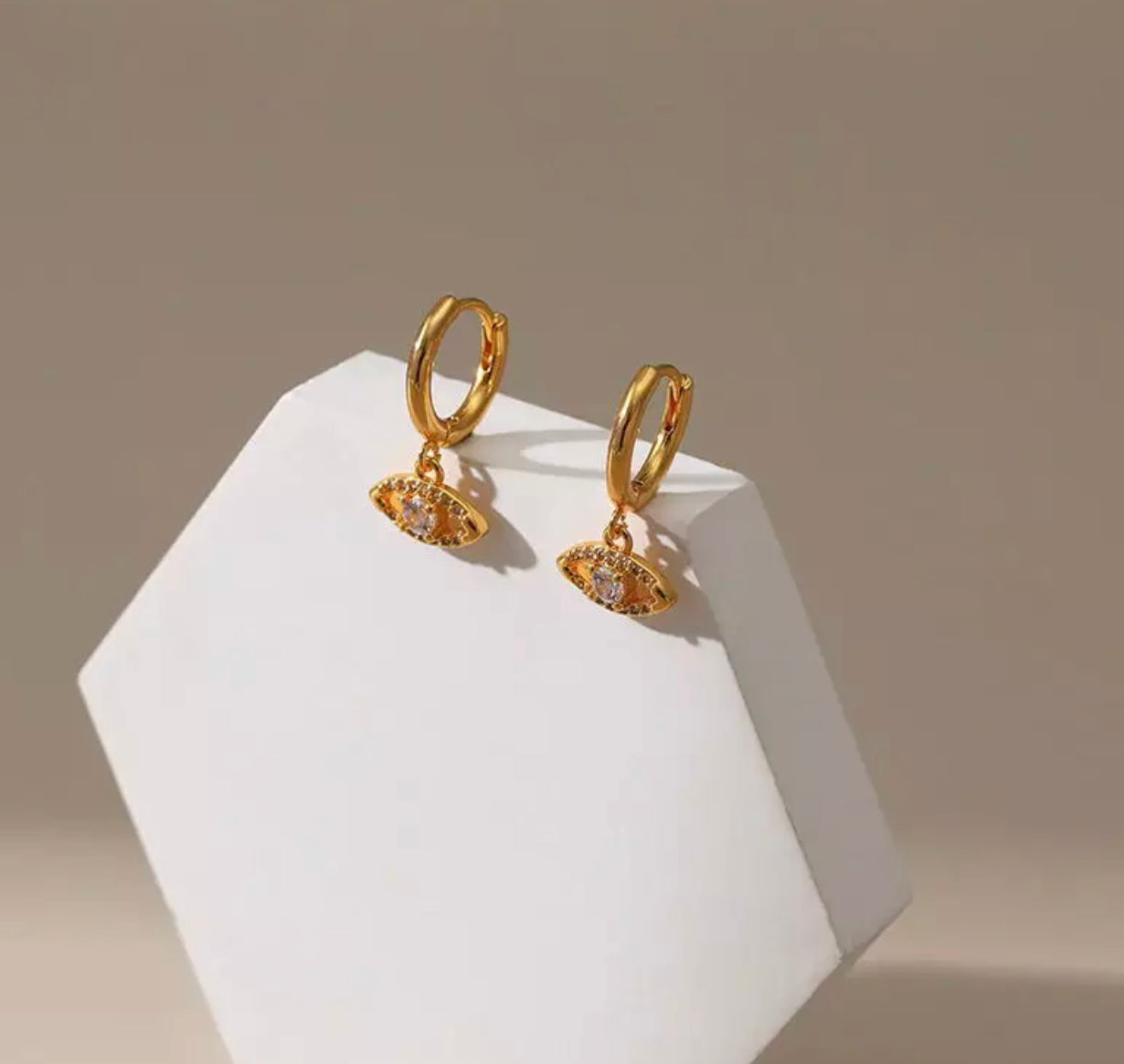 Evil eyes gold filled earrings with cubic zirconia