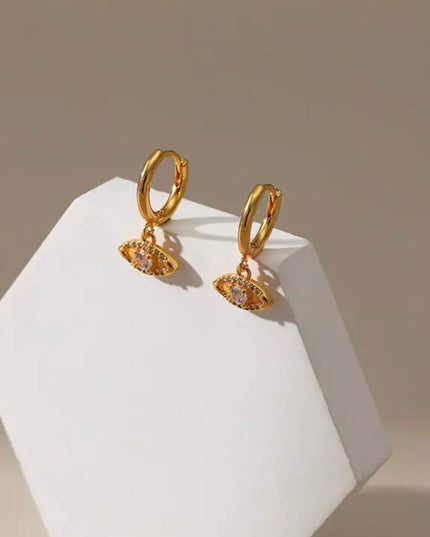 Pendientes Evil Eyes rellenos de oro con circonitas cúbicas 