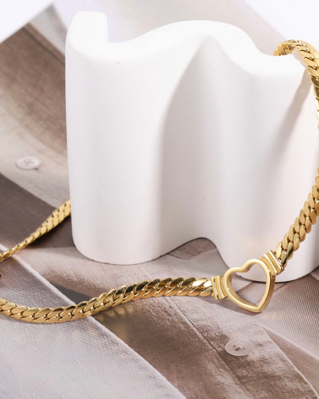 Collar de corazón retro - Relleno de oro de 18k 