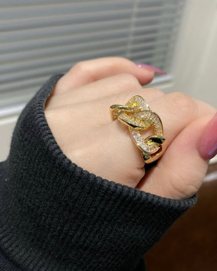 925 Chunky ring - anillo abierto / 18kGoldfilled / ajustable resistente al desgaste - ajustable 