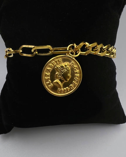 Pulsera Vintage Coin 18k Gold Filled - ACERO INOXIDABLE - SIN DESGASTE 