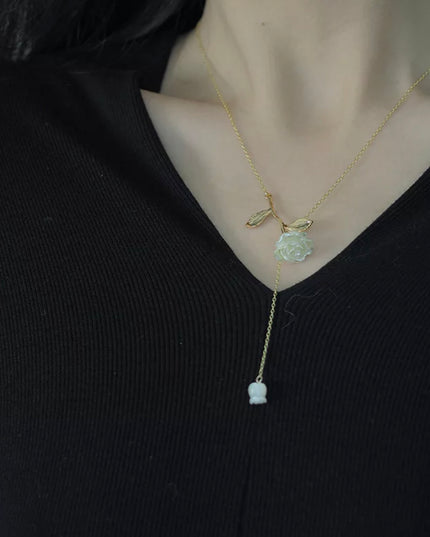 Stainless steel necklace style vintage - pearl rose desing