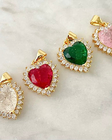 Collar de corazón relleno de oro de 14 quilates | Encanto y cadena 