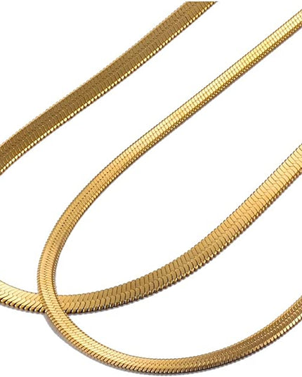 Cadena doble en espiga de acero inoxidable chapada en oro de 18 quilates (sin deslustre) resistente al agua. 