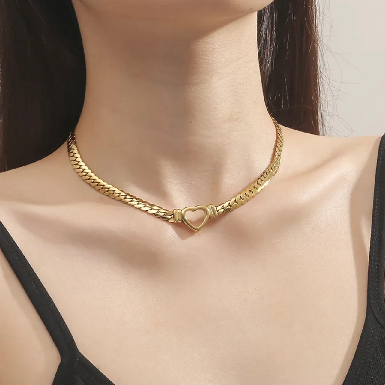 Retro heart Necklace -18k Gold Filled