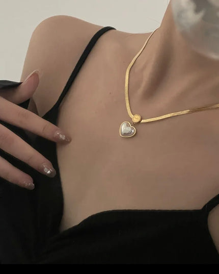 Heart neckace 18 k gold filled waterproof titanium steel noon tarnish