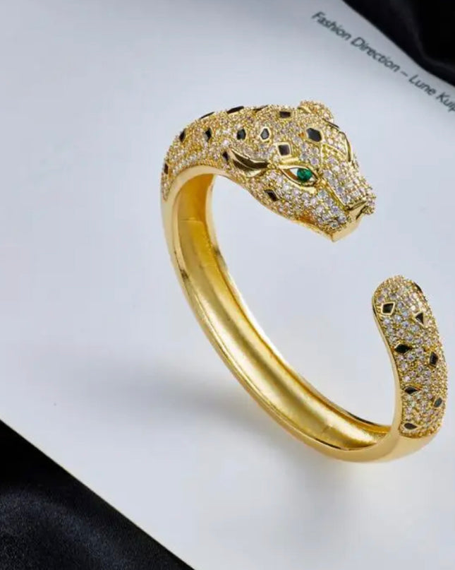 Brazalete Pantera, Brazalete Phanter |Doble pantera oro con zirconia cúbica 