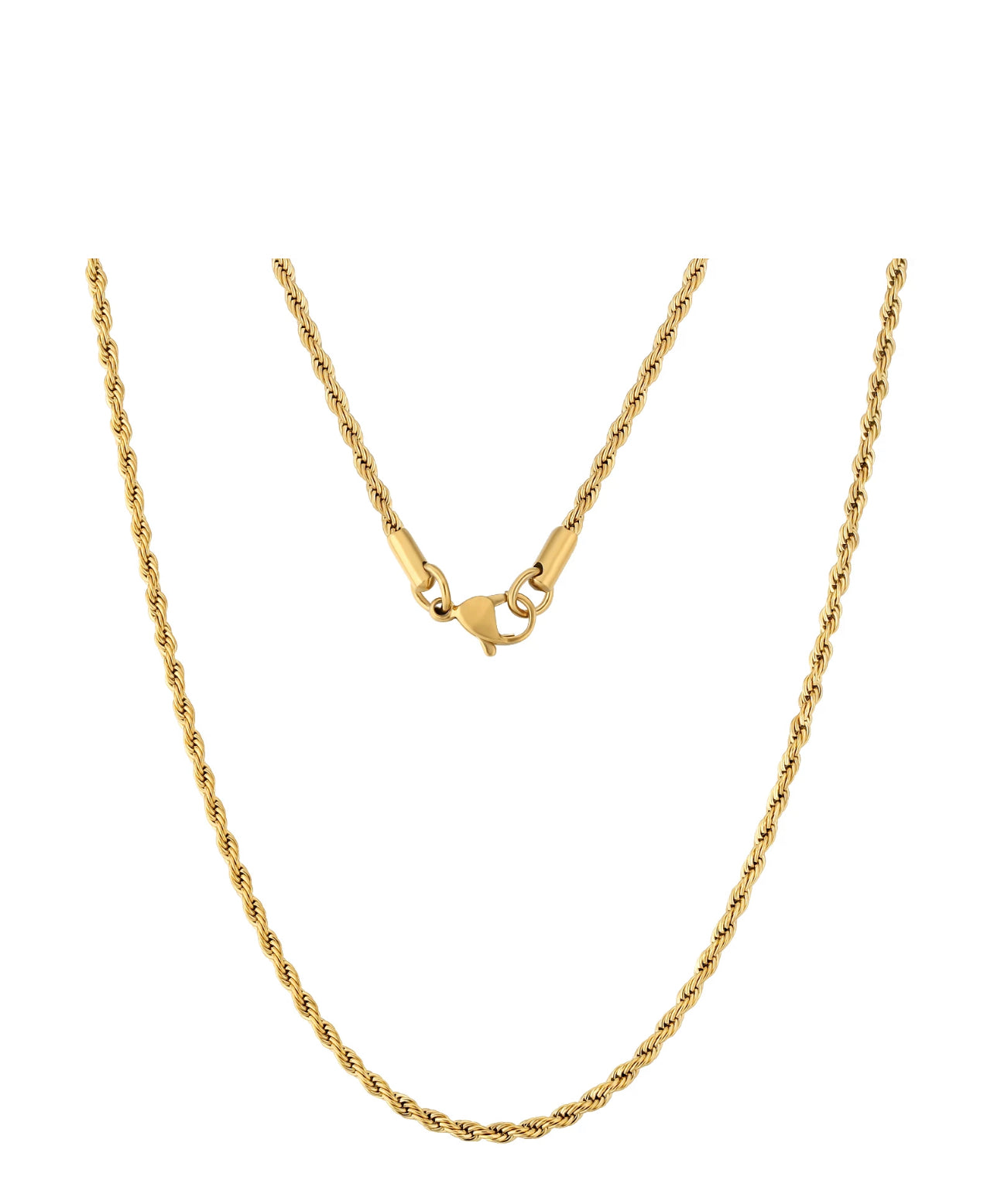 Rope Chain 24k Gold Filled Waterproof - 3mm - 18 inches & 20 inches - non-tarnish