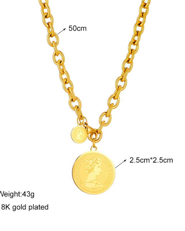 Collar Moneda Vintage -Relleno de Oro de 24k-resistente al agua 