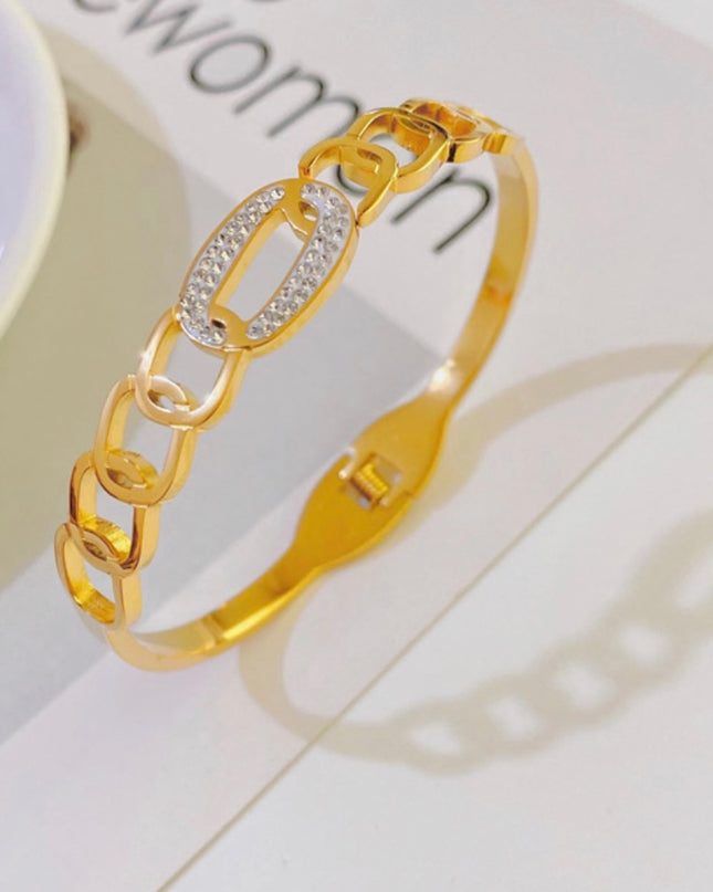 Circón cúbico retro de 5 mm de ancho con relleno de oro de 18 k 