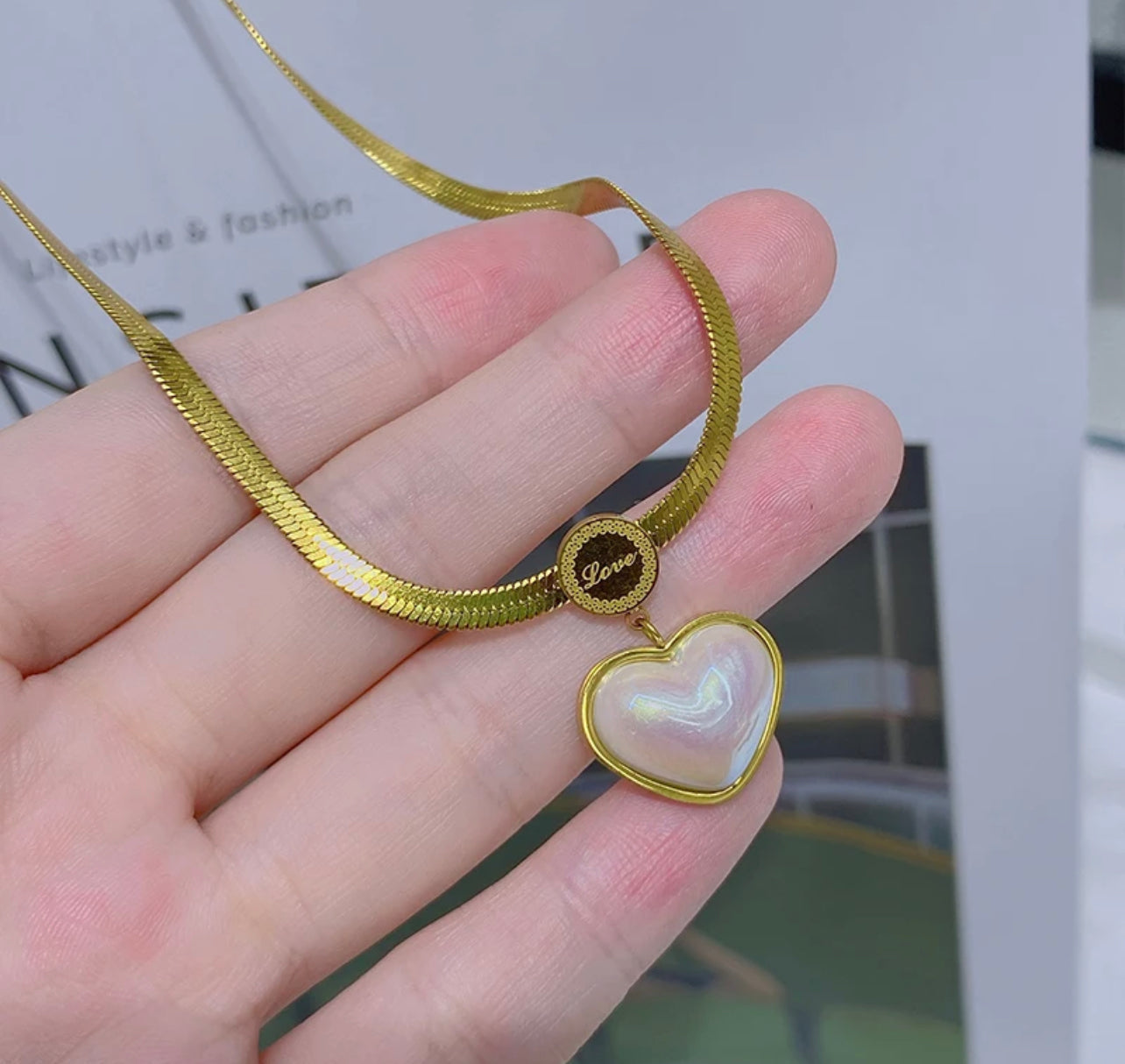 Heart neckace 18 k gold filled waterproof titanium steel noon tarnish