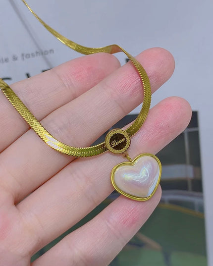 Heart neckace 18 k gold filled waterproof titanium steel noon tarnish