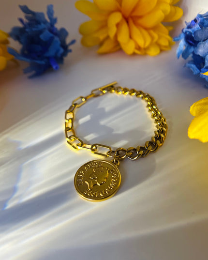 Pulsera Vintage Coin 18k Gold Filled - ACERO INOXIDABLE - SIN DESGASTE 