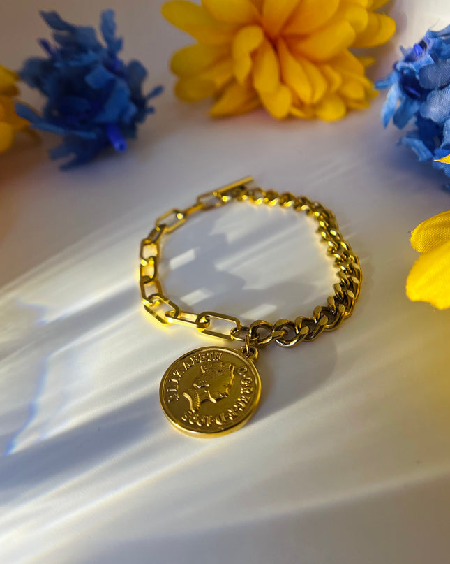 Pulsera Vintage Coin 18k Gold Filled - ACERO INOXIDABLE - SIN DESGASTE 