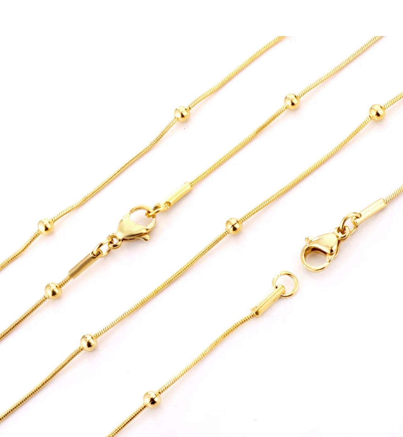 Satellite chain 18k Gold Filled , Stainless Steel 3mm width and 18 inches (45cm) / Gold necklace
