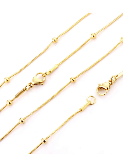 Cadena satélite 18k Gold Filled, acero inoxidable de 3 mm de ancho y 18 pulgadas (45 cm) / collar de oro 