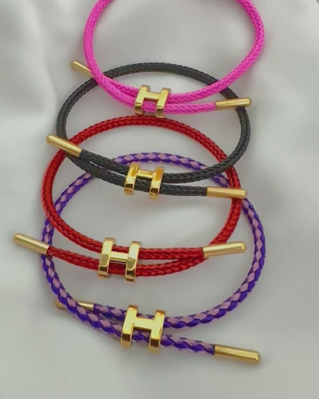 H - Colores de la pulsera - Acero inoxidable chapado en oro de 18 quilates ajustable 