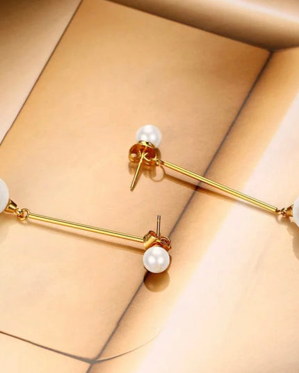 Aretes Perla Perla rellena de oro de 18k/ Acero inoxidable/ Perla doble grande/ Stud/ Baño de oro 