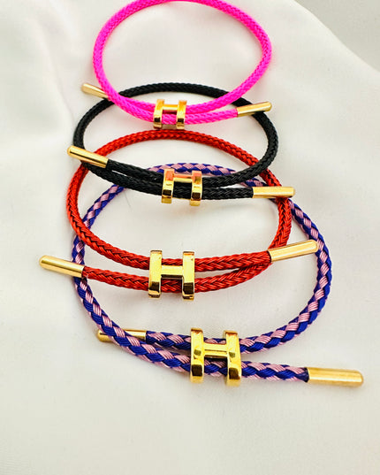 H - Colores de la pulsera - Acero inoxidable chapado en oro de 18 quilates ajustable 