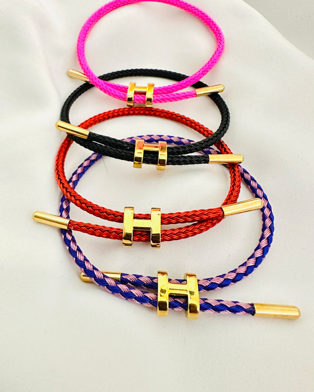 H - Colores de la pulsera - Acero inoxidable chapado en oro de 18 quilates ajustable 