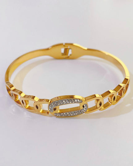 Circón cúbico retro de 5 mm de ancho con relleno de oro de 18 k 