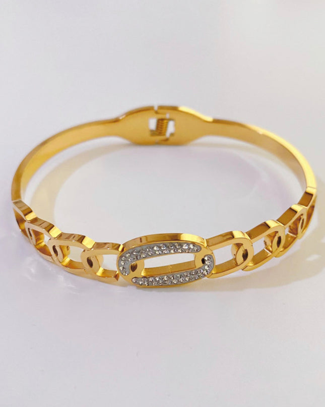 Circón cúbico retro de 5 mm de ancho con relleno de oro de 18 k 