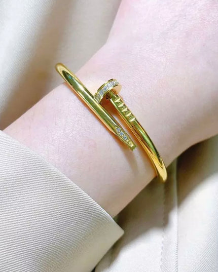 Brazalete de clavos- Pulsera de clavos -Gold Filled de 18k- ajustable con- acero inoxidable - PLATA Y ORO 