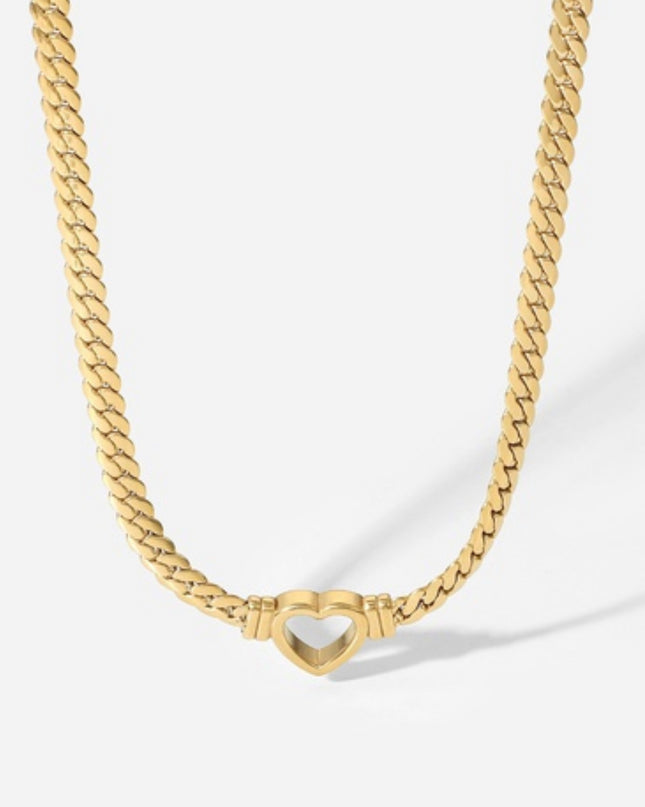 Collar de corazón retro - Relleno de oro de 18k 