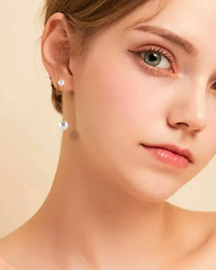 Aretes Perla Perla rellena de oro de 18k/ Acero inoxidable/ Perla doble grande/ Stud/ Baño de oro 