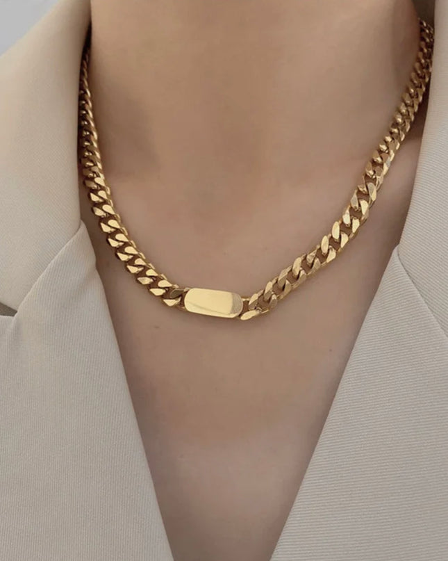 Collar cubano Relleno de oro de 18 quilates, resistente al agua, sin deslustre 