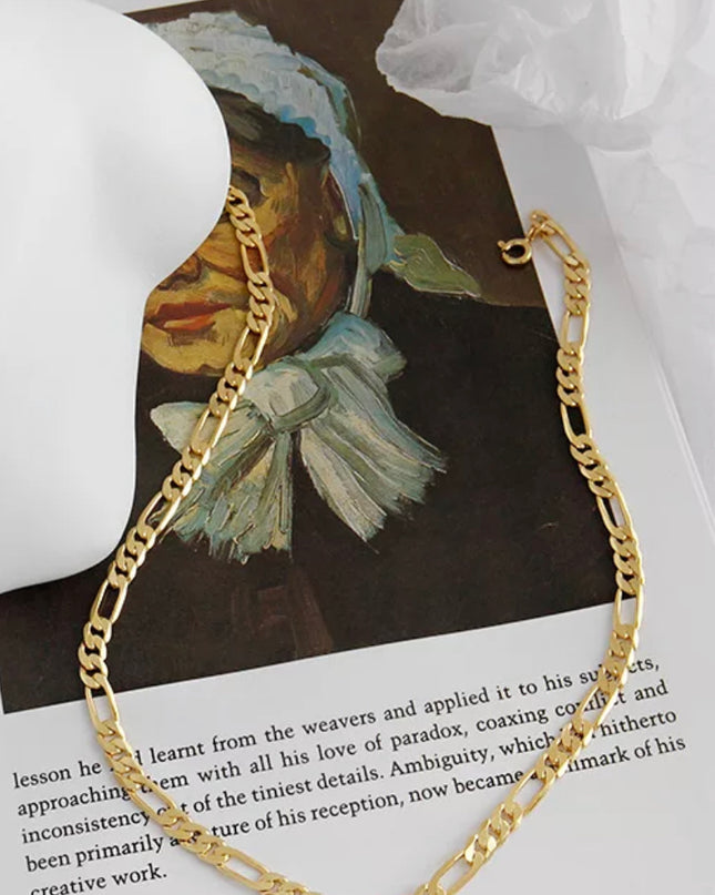 Cadena Figaro de 18 pulgadas (45 cm) de acero inoxidable con relleno de oro de 18 quilates 