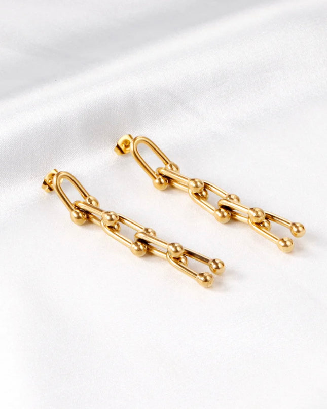 Arete grande graduado 18k Gold Filled- acero inoxidable -resistente al agua 