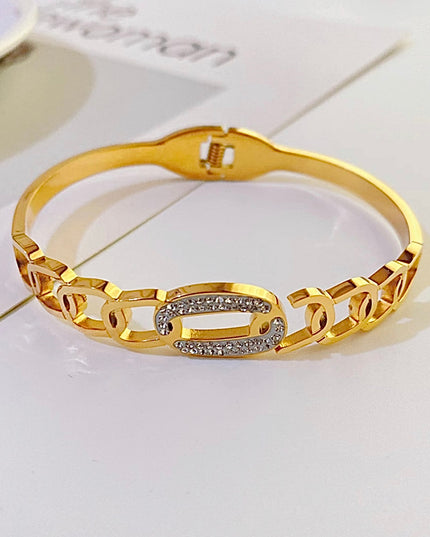 Circón cúbico retro de 5 mm de ancho con relleno de oro de 18 k 