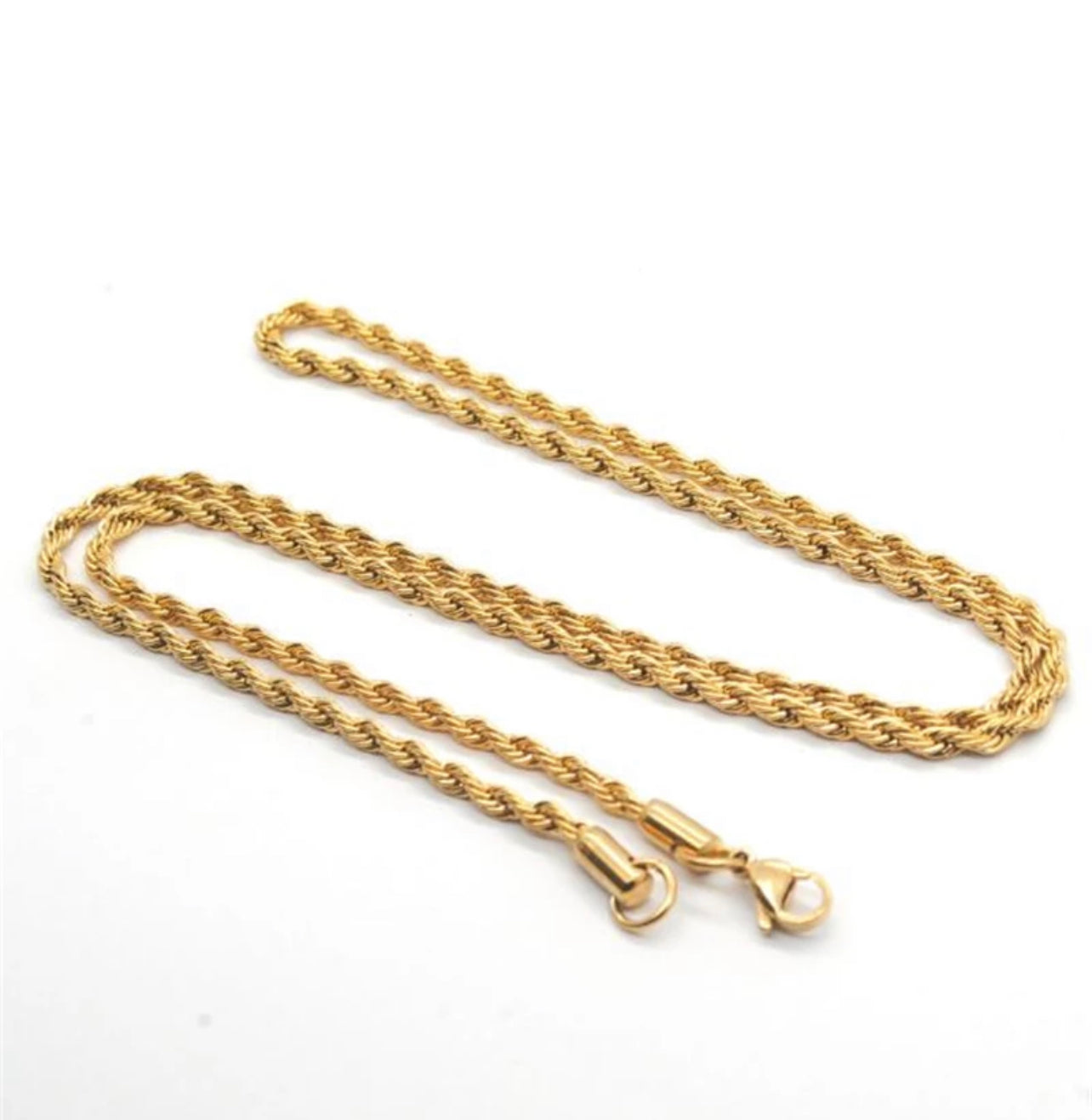 Rope Chain 24k Gold Filled Waterproof - 3mm - 18 inches & 20 inches - non-tarnish