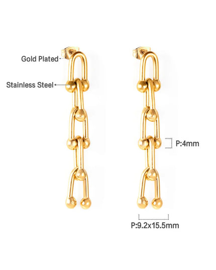 Arete grande graduado 18k Gold Filled- acero inoxidable -resistente al agua 